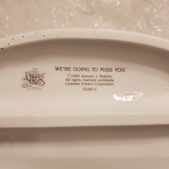 1990 Precious Moments Enesco We're Going To Miss You Figurine - Picture 3 of 4